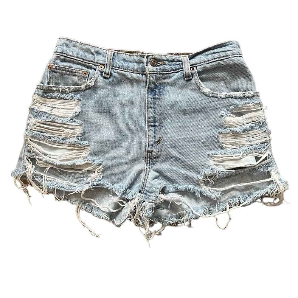 Levi's Light Blue Distressed Denim Jean Shorts